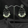 Silver plated Earrings With Black white pearls