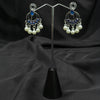 Silver plated Earrings With Blue & white pearls.