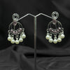 Silver plated Earrings With Purple & white pearls