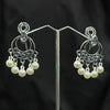 Silver plated Earrings With Silver & white pearls