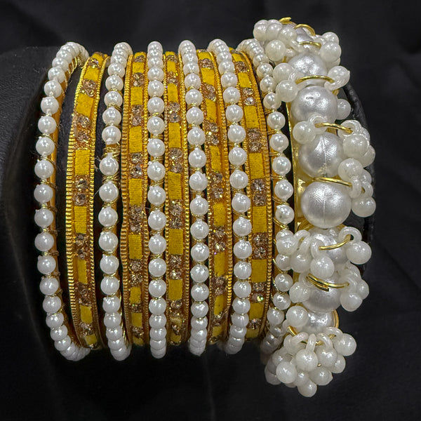 Yellow Pearl Gajra Bangle Set