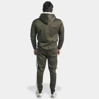 Olive Green Tracksuit with White Panels