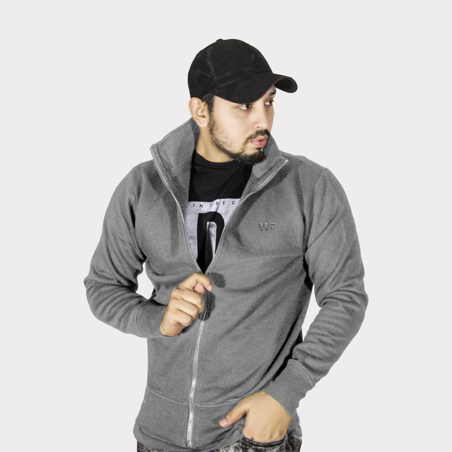 Unisex Smoky Grey Full Zipper