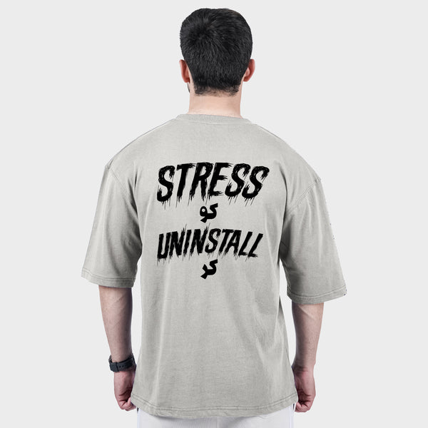 Stress Uninstall Graphic Black Tshirt