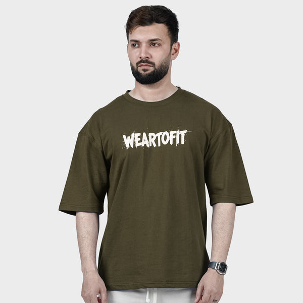 Weartofit olive Green Plain Tshirt