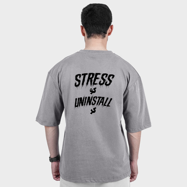 Stress Uninstall Graphic Gray Tshirt