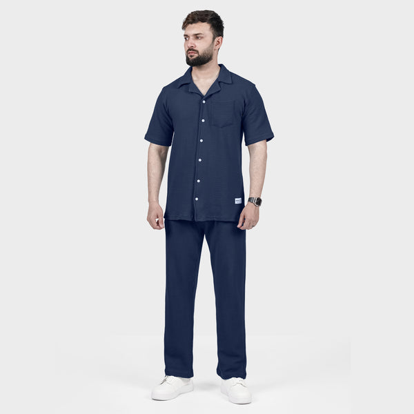 Navy Ottoman Textured Co-ord Set