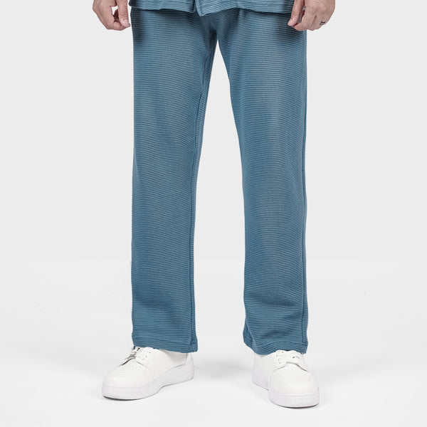 Teal-blue Ottoman Textured Trouser