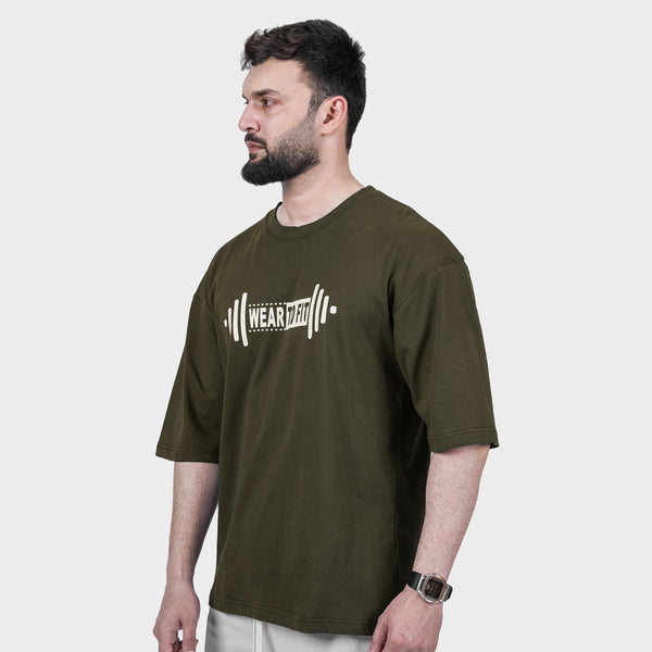 Weartofit Dumbell Olive GreenTshirt