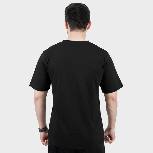 Black Cotton T-Shirt with Shoulder Reflectors