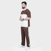 Brown and White Side Panel Tracksuit