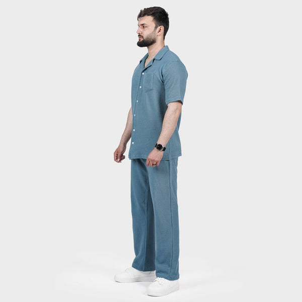 Teal Blue Ottoman Textured Co-ord Set