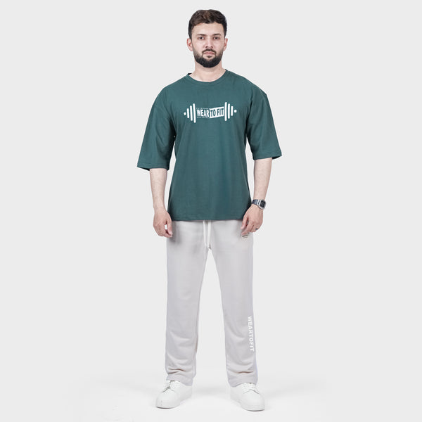 Weartofit Dumbell Teal Green and Off-White Tracksuit
