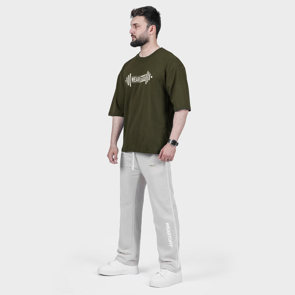 Weartofit Dumbell Olive Green and Off-White Tracksuit