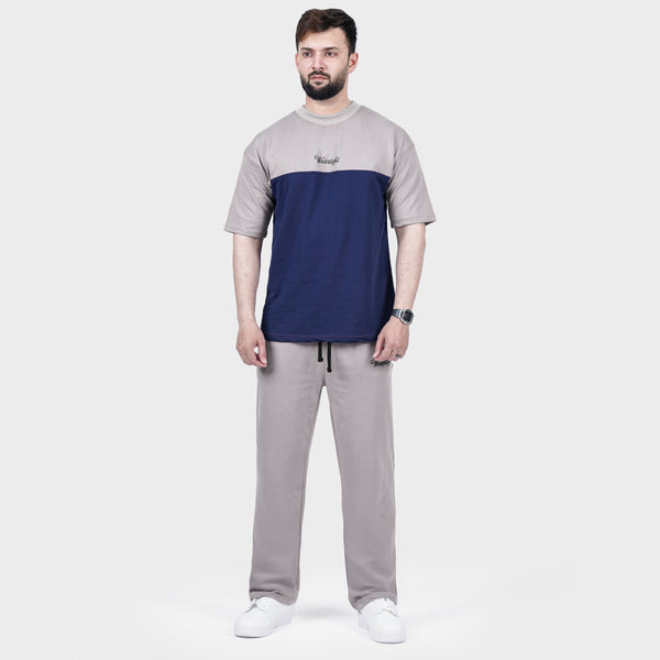 Grey and navy Side Panel Tracksuit