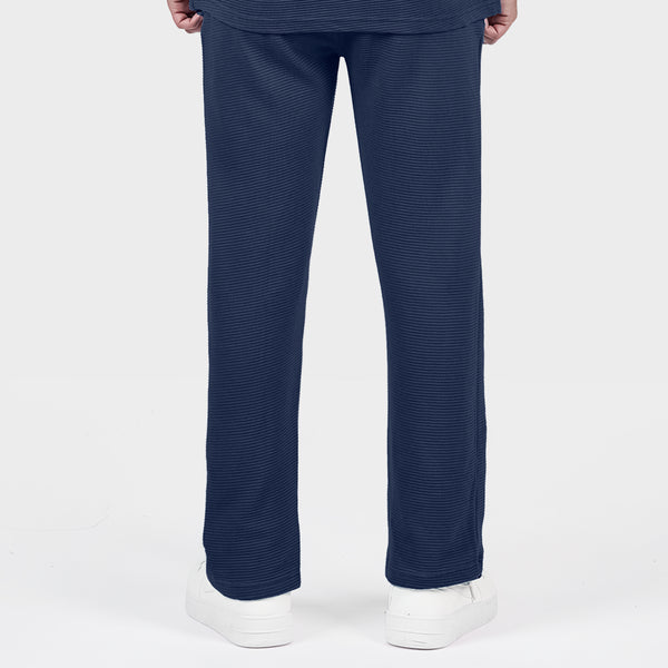 Navy Ottoman Textured Trouser