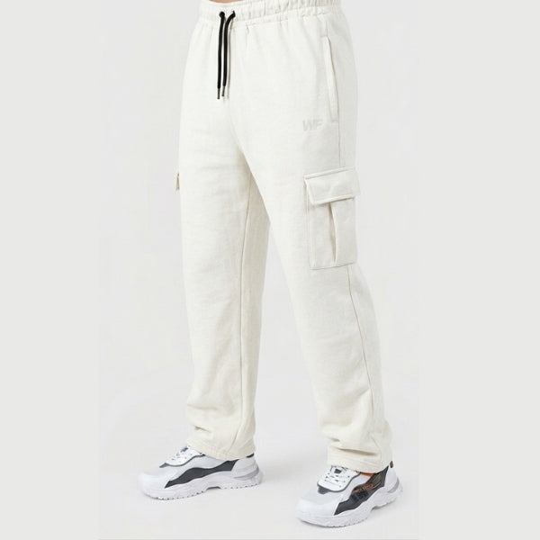 Off White Cotton Interlock Cargo Trouser