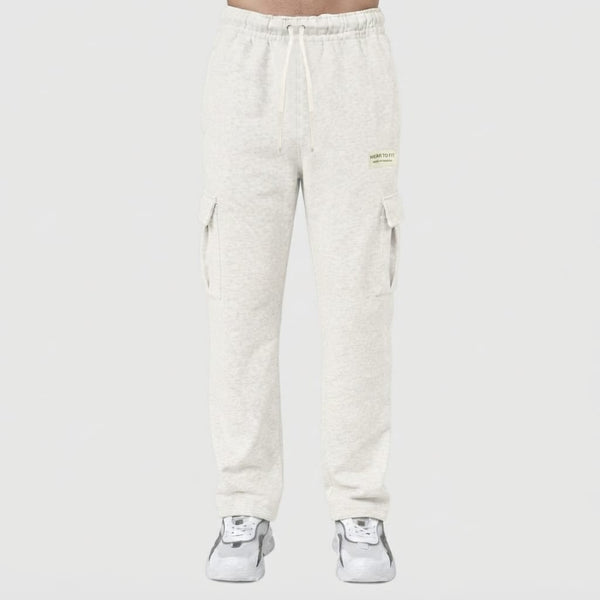 Cream White Cotton Interlock Cargo Trouser