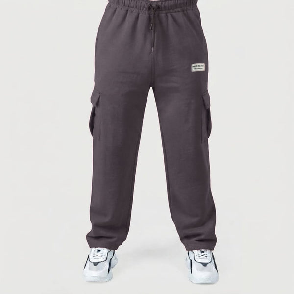 Deep Charcoal Cotton Interlock Cargo Trouser