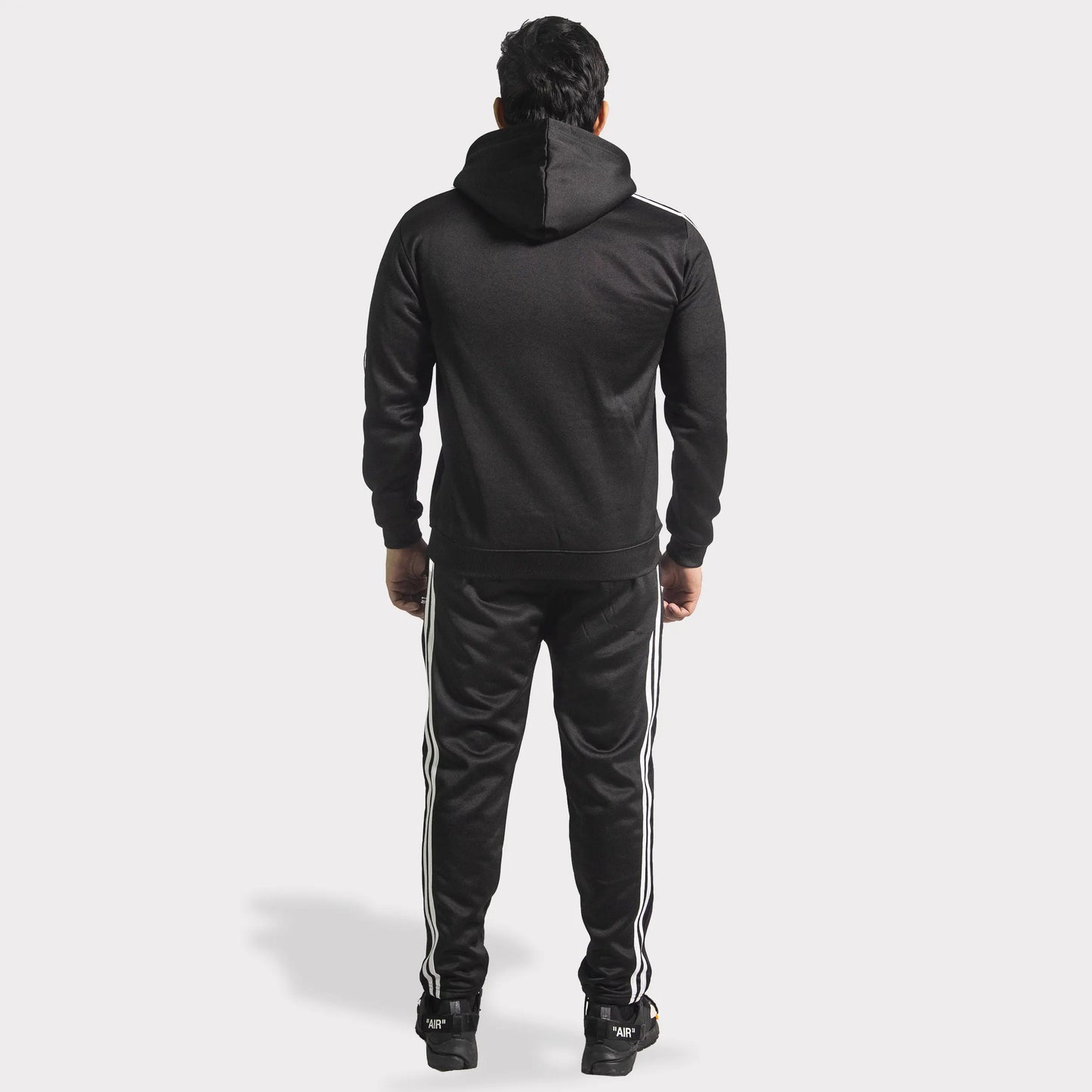 Black Tracksuit with Two White Stripes