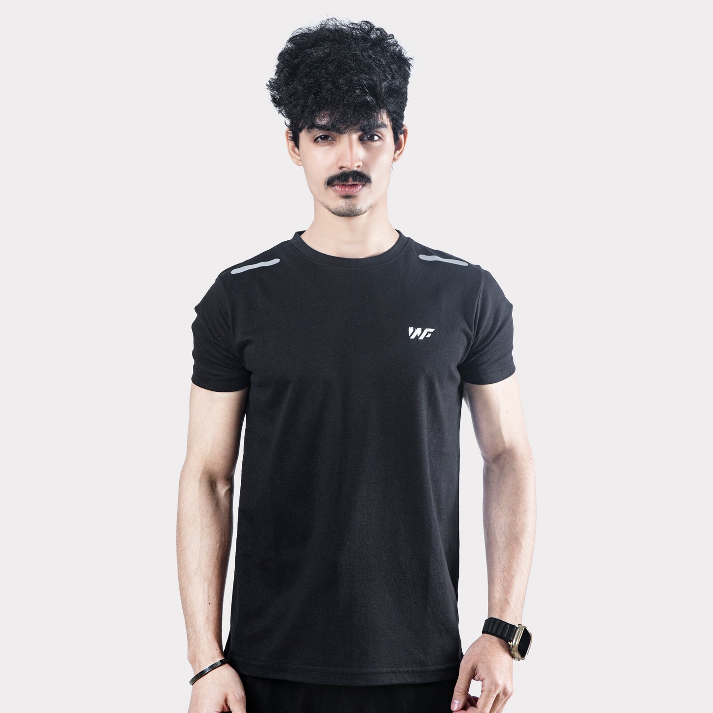 Black Quick Dry T-Shirt with Shoulder Reflectors