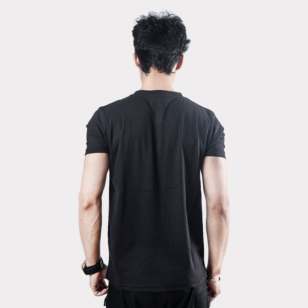 Black Cotton T-Shirt with Shoulder Reflectors