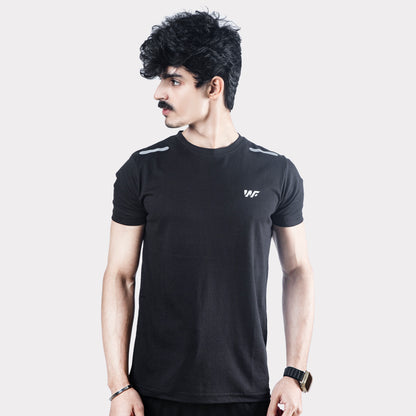 Black Quick Dry T-Shirt with Shoulder Reflectors