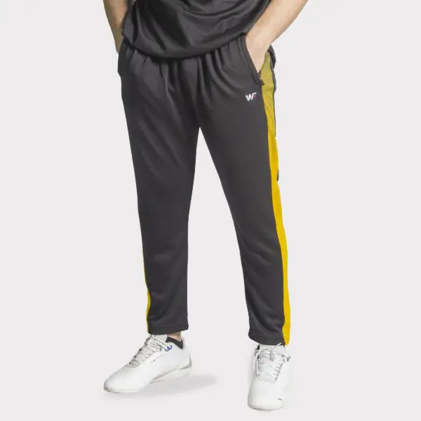 Black Quick Dry Bottoms with Mustard Mesh Panel Trouser