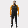 Mustard and Black Tracksuit With Three White Stripes