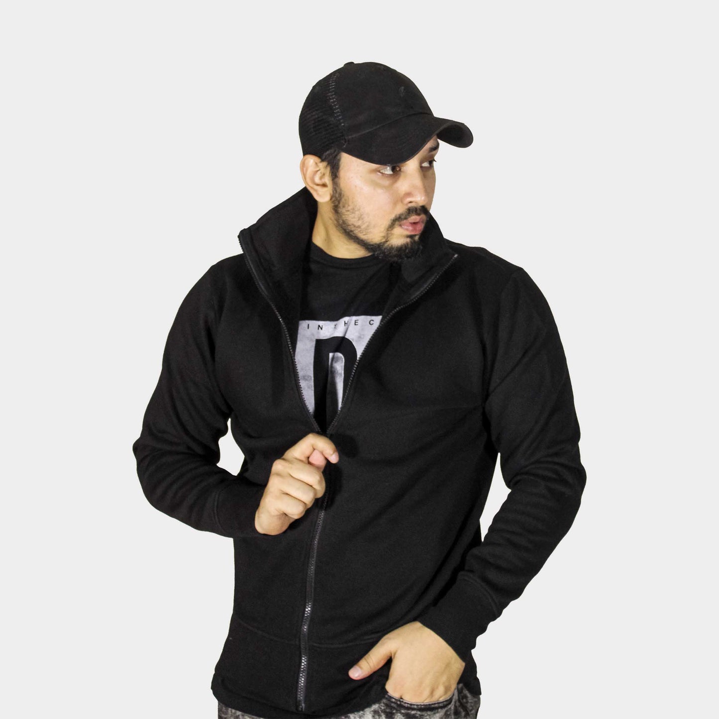 Unisex Black Full Zipper