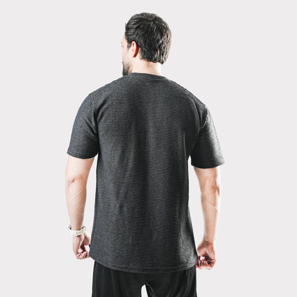 Charcoal Cotton Knit Relaxed Fit T-Shirt