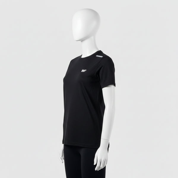 Black Cotton T-Shirt with Shoulder Reflectors