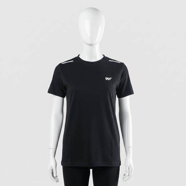 Black Cotton T-Shirt with Shoulder Reflectors