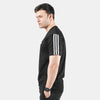 Black Cotton T-Shirt with Three Arm Stripes