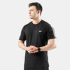Black Cotton T-Shirt with Three Arm Stripes