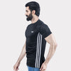Black Quick Dry T-Shirt with Forward Three White Stripes