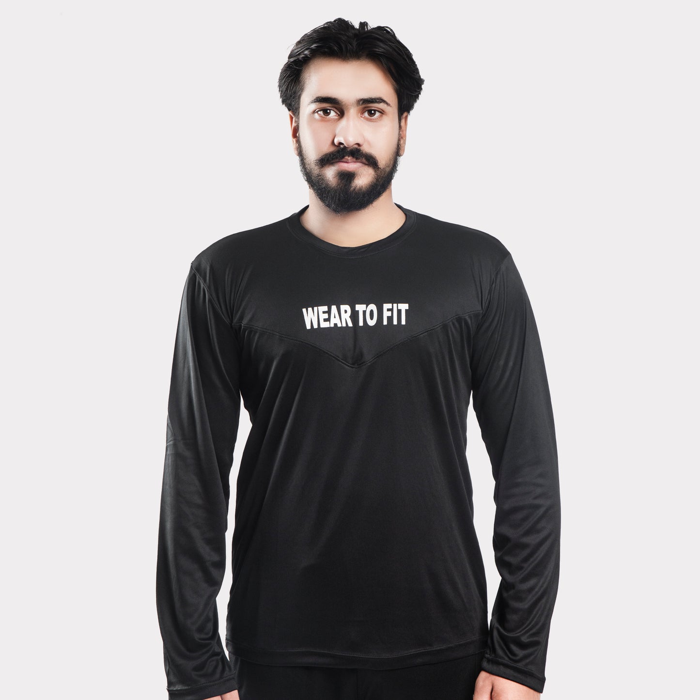 Wear To Fit Black Quick Dry Full Sleeves T-Shirt