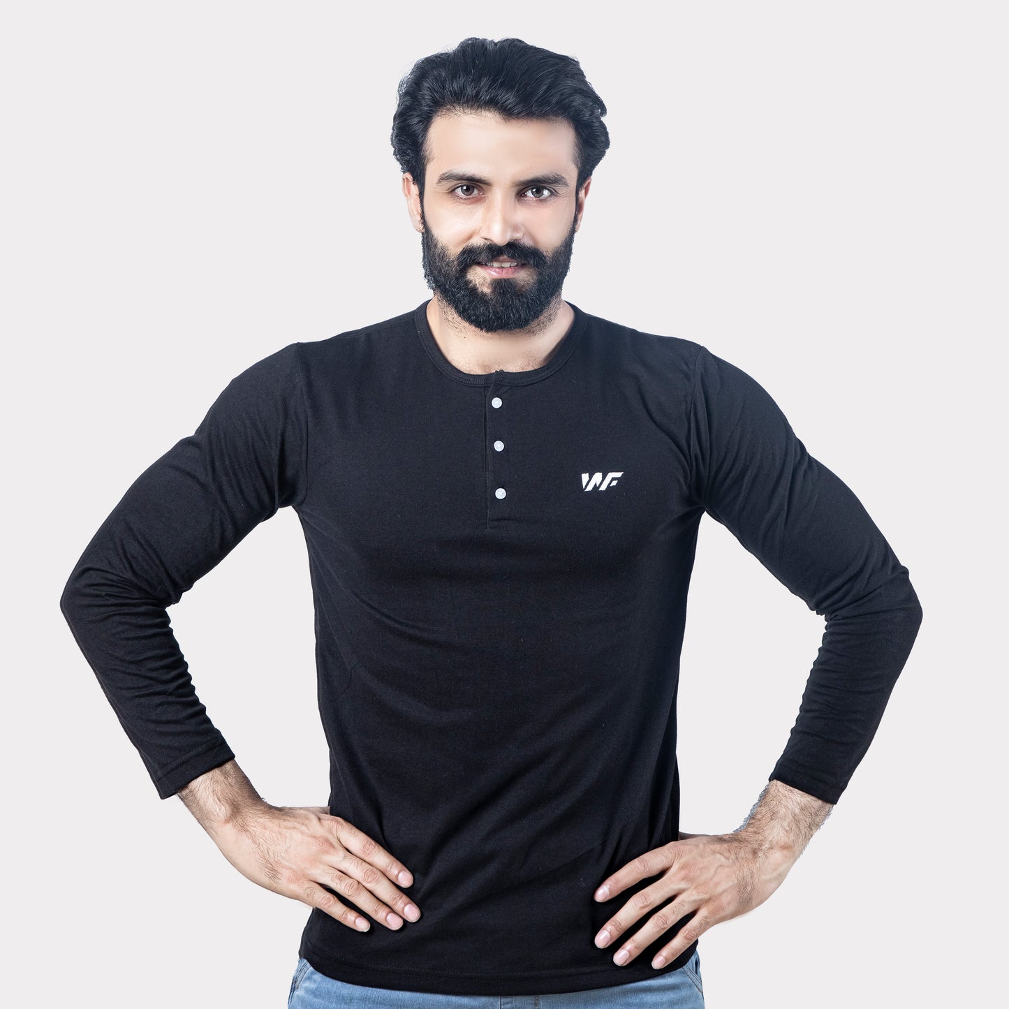 Plain Black Henley