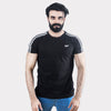 Black Cotton Tshirt With Shoulder Stripes