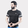 Black Quick Dry T-Shirt with White Dual Arm Stripes