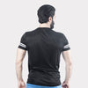 Black Quick Dry T-Shirt with White Dual Arm Stripes