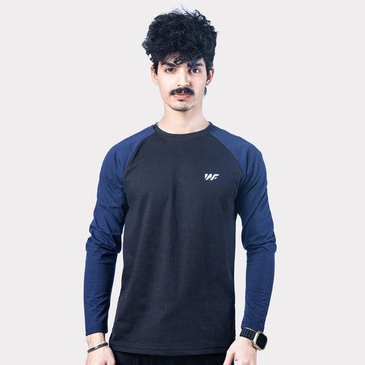 Black Melange & Blue Raglan