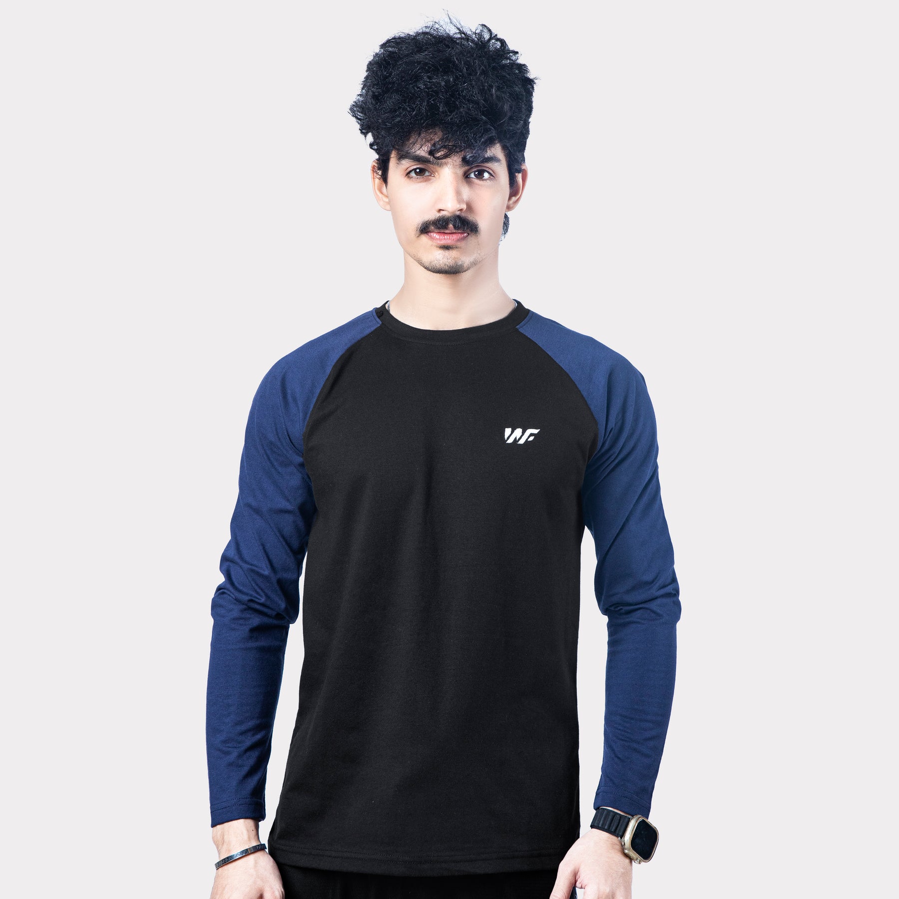 Black Melange Blue Raglan Full Sleeve Shirt – Wear To Fit