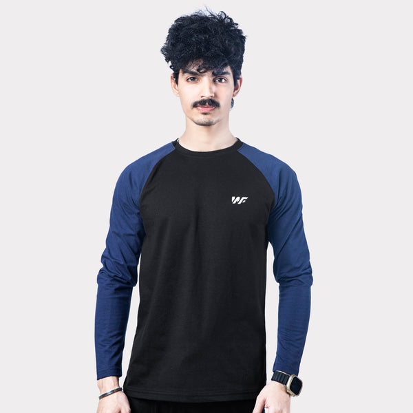 Black Melange & Blue Raglan