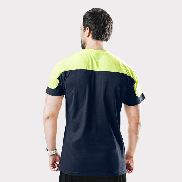 Navy T-Shirt with Parrot Shoulder panel