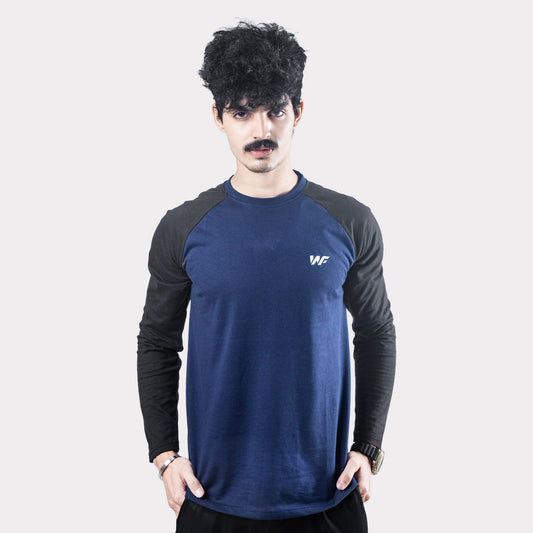 Navy Blue & Black Raglan