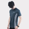 Smoke Gray Quick Dry T-Shirt with Forward Three White Stripes