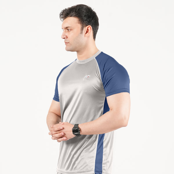 Silver and Blue Raglan Tshirt
