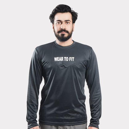 Wear To Fit Charcoal Quick Dry Full Sleeves T-Shirt