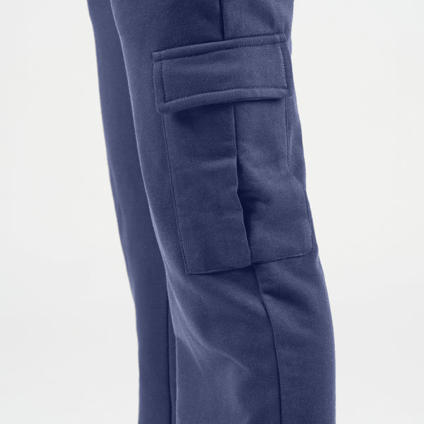 Dark Blue Winter Wide Leg Cargo Trousers